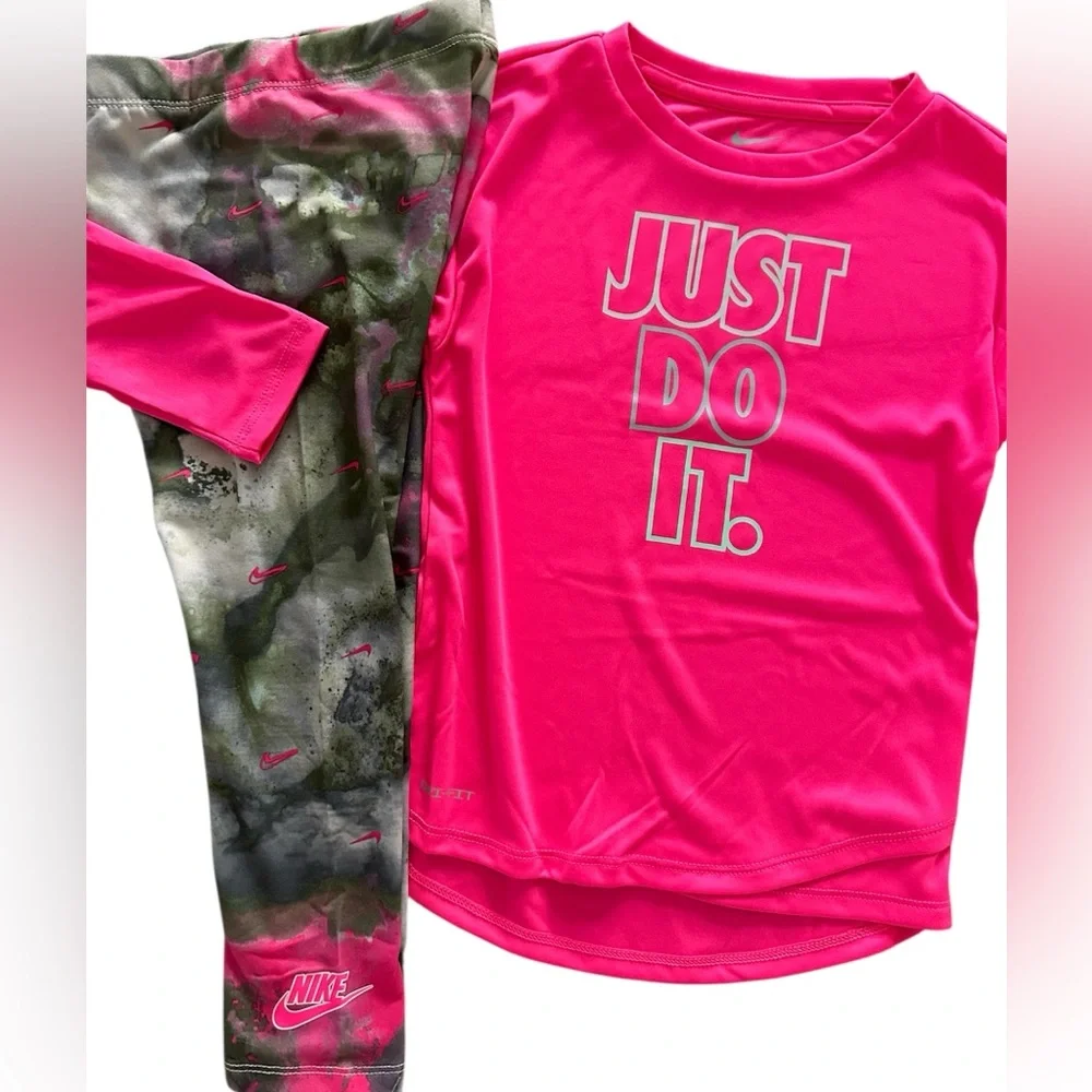 Nike Dri-Fit Pink Long Sleeve Top & Leggings Set Girls Size 4T NWT - Picture 10 of 10
